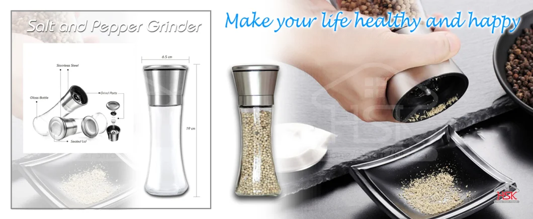 Manual Glass Bottle Spice Shaker Salt Pepper Grinder